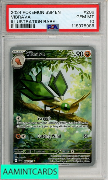 2024 POKEMON SSP EN-SURGING SPARKS VIBRAVA #206 ILLUSTRATION RARE PSA 10 GEM MT 118378986