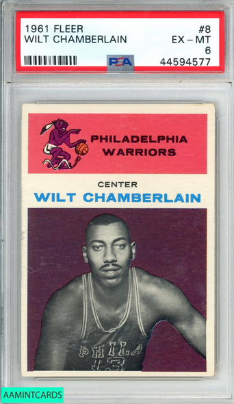 1961 FLEER WILT CHAMBERLAIN #8 ROOKIE RC PSA 6 EX-MT 44594577