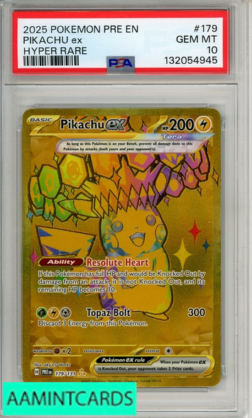 2025 POKEMON PRE EN-PRISMATIC EVOLUTIONS PIKACHU EX #179 HYPER RARE PSA 10 132054945