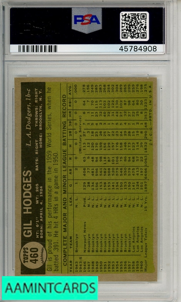 1961 TOPPS GIL HODGES #460 PSA 8 NM-MT 45784908
