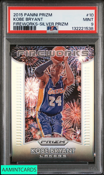 2015 PANINI PRIZM FIREWORKS KOBE BRYANT #10 SILVER PRIZM LAKERS HOF PSA 9 MINT 132221538