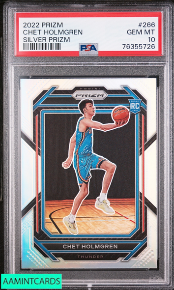 2022 PANINI PRIZM CHET HOLMGREN #266 SILVER PRIZM ROOKIE RC PSA 10 GEM MT 76355726