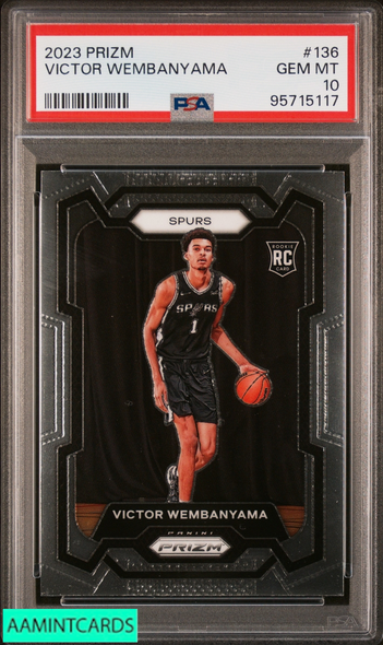 2023 PANINI PRIZM VICTOR WEMBANYAMA #136 ROOKIE RC SPURS PSA 10 GEM MT 95715117