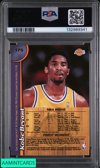 1998 FINEST KOBE BRYANT #175 LOS ANGELES LAKERS HOF PSA 10 GEM MT 132989341