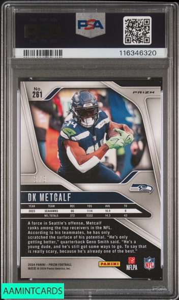 2024 PANINI PRIZM DK METCALF #261 WHITE KNIGHT PRIZM 3 OF 3 PSA 8 NM-MT 116346320