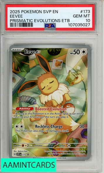 2025 POKEMON SVP EN-SV BSP EEVEE #173 PRISMATIC EVOLUTIONS ETB PSA 10 GEM MT 107035027