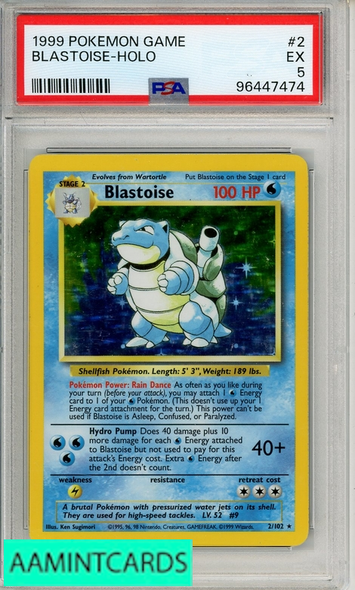 1999 POKEMON GAME BLASTOISE-HOLO #2 PSA 5 EX 96447474