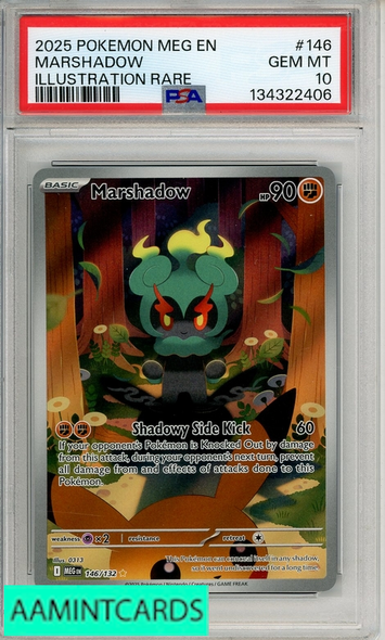 2025 POKEMON MEG EN-MEGA EVOLUTION MARSHADOW #146 ILLUSTRATION RARE PSA 10 134322406