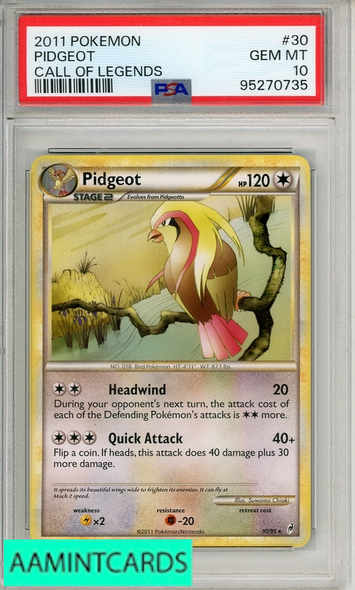 2011 POKEMON CALL OF LEGENDS PIDGEOT #30 CALL OF LEGENDS PSA 10 GEM MT 95270735
