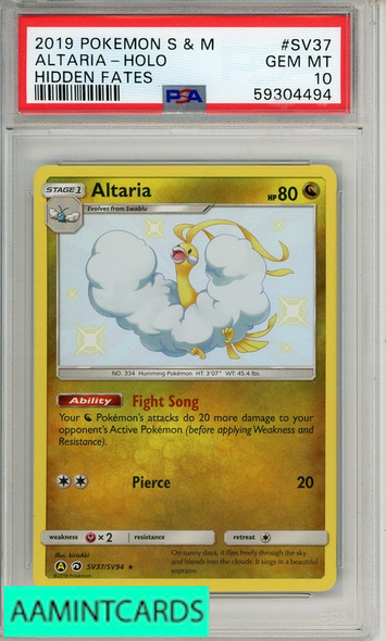 2019 POKEMON SUN MOON ALTARIA-HOLO #SV37 HIDDEN FATES PSA 10 59304494