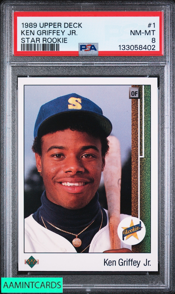 1989 UPPER DECK KEN GRIFFEY JR #1 STAR ROOKIE RC MARINERS HOF PSA 8 NM-MT 133058402