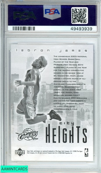 2003 UPPER DECK  LEBRON JAMES # REDEMPTION SPECIAL ROOKIE PSA 10 GEM MT 49493939