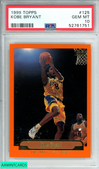 1999 TOPPS KOBE BRYANT #125 LOS ANGELES LAKERS MAMBA HOF PSA 10 GEM MT 52761751