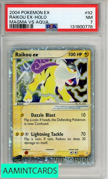 2004 POKEMON EX TEAM MAGMA VS TEAM AQUA RAIKOU EX-HOLO #92 PSA 7 NM 131800778
