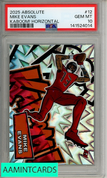 2025 PANINI ABSOLUTE KABOOM! HORIZONTAL MIKE EVANS #12 PSA 10 GEM MT 141524014