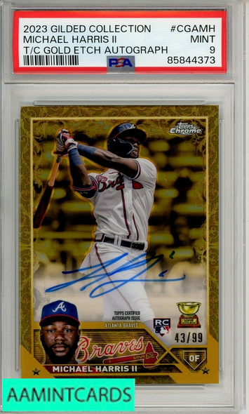 2023 TOPPS GILDED COLL CHROME GOLD ETCH AUTO MICHAEL HARRIS II #CGAMH PSA 9 85844373