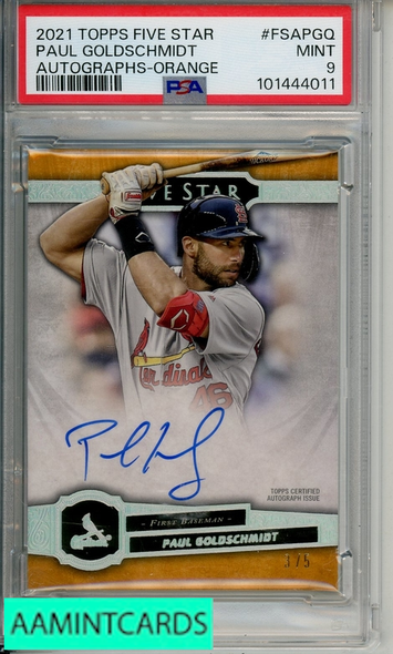2021 TOPPS FIVE STAR AUTOGRAPHS PAUL GOLDSCHMIDT #FSAPGQ ORANGE PSA 9 MINT 101444011