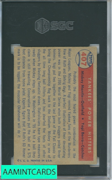 1957 TOPPS YANKEES  POWER HITTERS #407 SGC 4 5802279