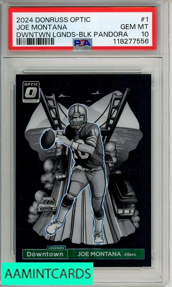 2024 PANINI DONRUSS OPTIC DOWNTOWN LEGENDS JOE MONTANA #1 BLK PANDRA PSA 10 118277556
