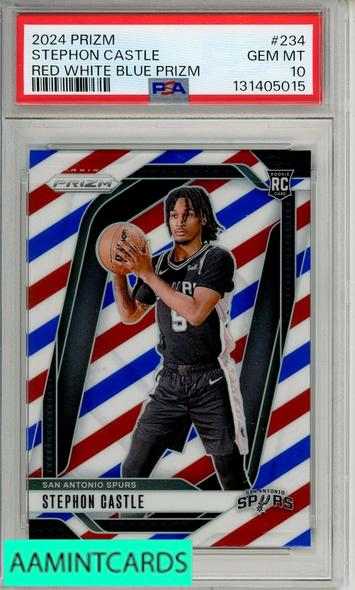 2024 PANINI PRIZM STEPHON CASTLE #234 RED WHITE BLUE PRIZM PSA 10 GEM MT RC 131405015