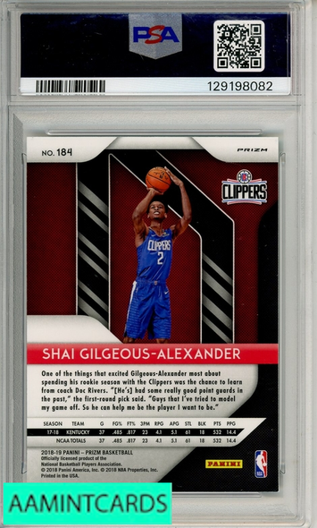 2018 PANINI PRIZM S GILGEOUS-ALEXANDER #184 GREEN PRIZM PSA 9 MINT RC 129198082