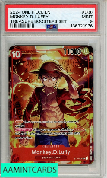 2024 ONE PIECE PROMOS MONKEY D  LUFFY #006 TREASURE BOOSTERS SET PSA 9 MINT 136921976
