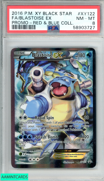 2016 POKEMON XY BLACK STAR PROMO FA BLASTOISE EX #XY122 RED BLUE COLL PSA 8 58903727