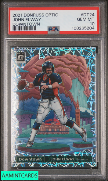 2021 PANINI DONRUSS OPTIC DOWNTOWN JOHN ELWAY #DT24 BRONCOS HOF PSA 10 GEM MT 108265204