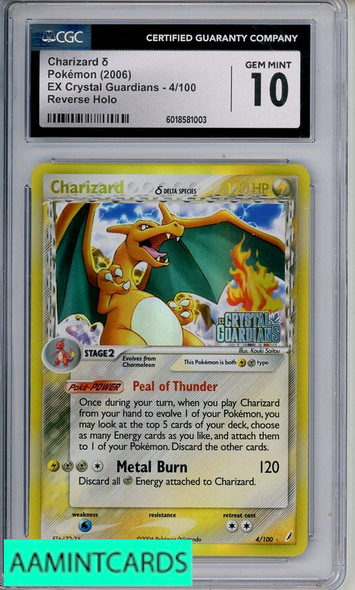 2006 POKEMON EX CRYSTAL GAURDIANS CHARIZARD REV HOLO #4 CGC 10 6018581003