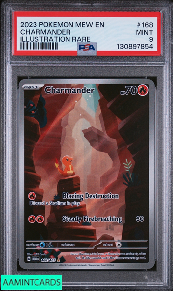2023 POKEMON MEW EN 151 CHARMANDER #168 ILLUSTRATION RARE PSA 9 MINT 130897854