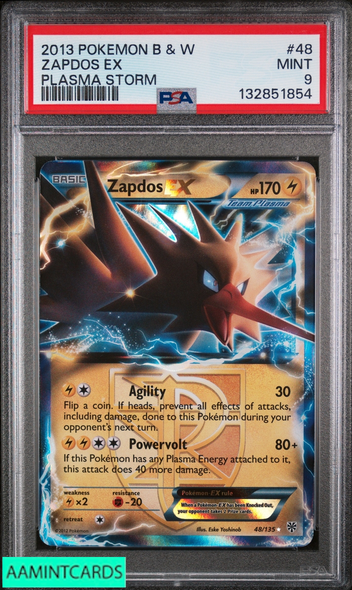 2013 POKEMON BLACK AND WHITE PLASMA STORM ZAPDOS EX #48 PSA 9 MINT 132851854