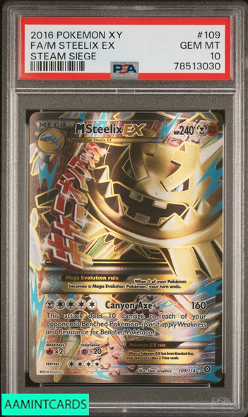 2016 POKEMON XY STEAM SIEGE FA M STEELIX EX #109 PSA 10 GEM MT 78513030
