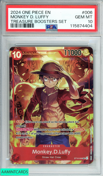2024 ONE PIECE PROMOS MONKEY D LUFFY#006 TREASURE BOOSTERS SET PSA 10 GEM MT 115874404