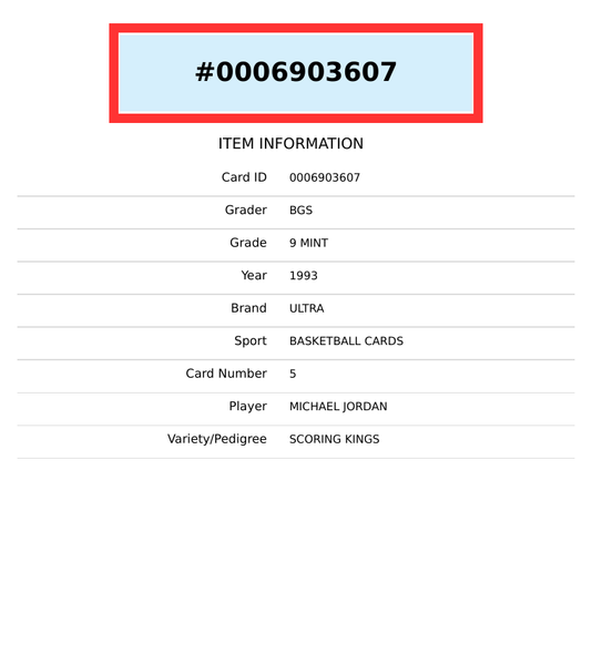 1993 ULTRA SCORING KINGS MICHAEL JORDAN #5 BULLS HOF BGS 9 MINT 0006903607