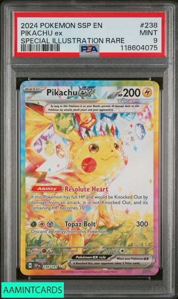 2024 POKEMON SURGING SPARKS PIKACHU EX #238 SPECIAL ILLUSTRATION RARE PSA 9 118604075