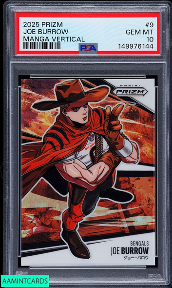 2025 PANINI PRIZM MANGA VERTICAL JOE BURROW #9 BENGALS PSA 10 GEM MT 149976144