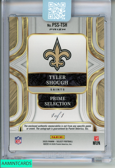 2025 PANINI SELECT TYLER SHOUGH#PSSTSH 1 OF 1 RPA NFL SHIELD RC AUTO 999921578029