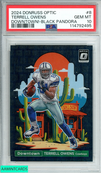 2024 DONRUSS OPTIC TERRELL OWENS #8 DOWNTOWN!-BLACK PANDORA OF 25 PSA 10 114792495