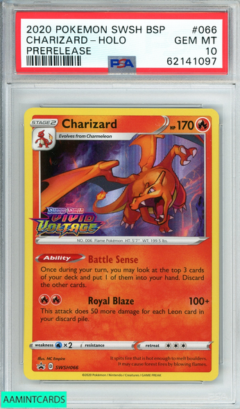 2020 POKEMON SWSH BLACK STAR PROMO CHARIZARD-HOLO #066 PRERELEASE PSA 10 GEM MT 62141097