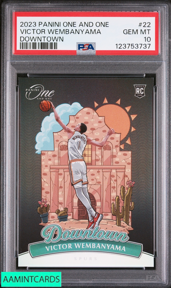 2023 PANINI ONE AND ONE DOWNTOWN VICTOR WEMBANYAMA #22 ROOKIE RC PSA 10 GEM MT 123753737