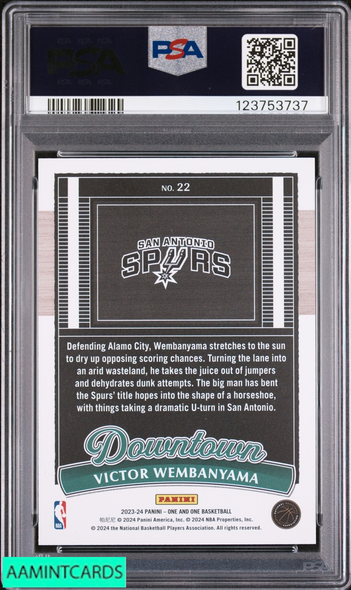 2023 PANINI ONE AND ONE DOWNTOWN VICTOR WEMBANYAMA #22 ROOKIE RC PSA 10 GEM MT 123753737