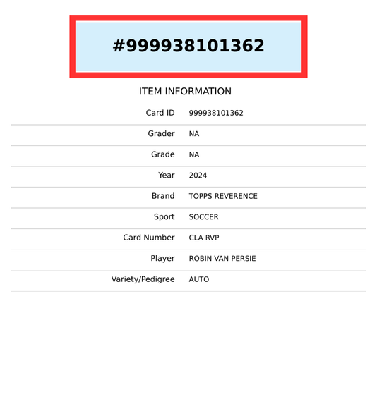 2024 TOPPS REVERENCE UEFA CC ROBIN VAN PERSIE#CLA RVP 11 OF 25 AUTO CRWN LEG 999938101362