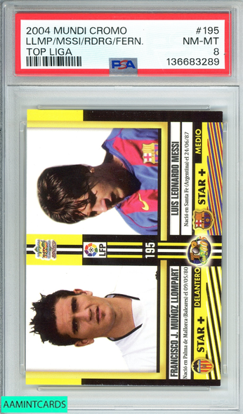 2004 MUNDI CROMO LLMP MESSI RDRG FERN #195 TOP LIGA ROOKIE RC PSA 8 NM MT 136683289
