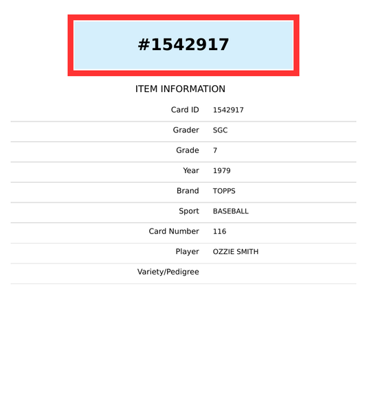 1979 TOPPS OZZIE SMITH #116 SGC 7 1542917