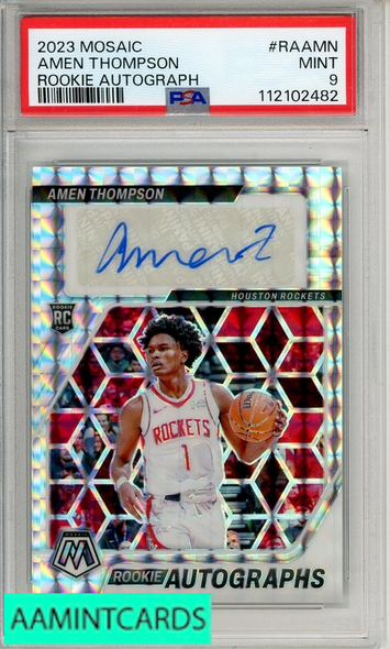 2023 PANINI MOSAIC ROOKIE AUTOGRAPHS AMEN THOMPSON #RAAMN PSA 9 MINT  RC 112102482