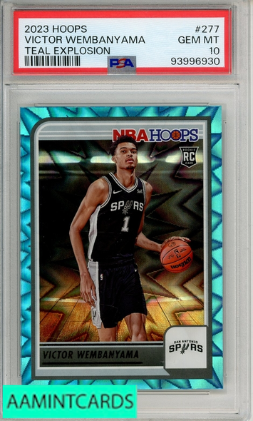2023 PANINI NBA HOOPS VICTOR WEMBANYAMA #277 TEAL EXPLOSION PSA 10 RC 93996930