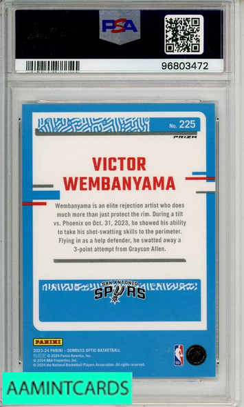 2023 PANINI DONRUSS OPTIC VICTOR WEMBANYAMA #225 CHOICE PSA 10 GEM MT RC 96803472