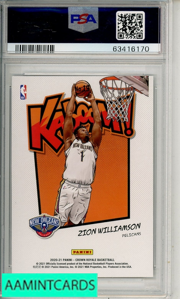 2020 PANINI CROWN ROYALE KABOOM! ZION WILLIAMSON #19 PSA 10 GEM MT 63416170