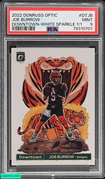 2022 PANINI DONRUSS OPTIC DOWNTOWN JOE BURROW #DTJB WHITE SPARKLE 1 OF 1 PSA 9 79310701