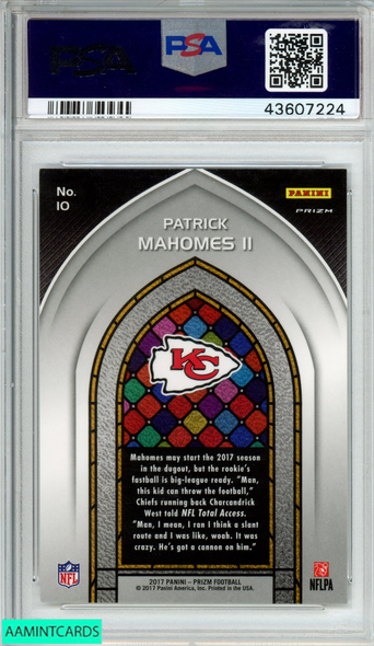 2017 PANINI PRIZM STAINED GLASS PATRICK MAHOMES II #10 ROOKIE RC PSA 10 GEM MT 43607224